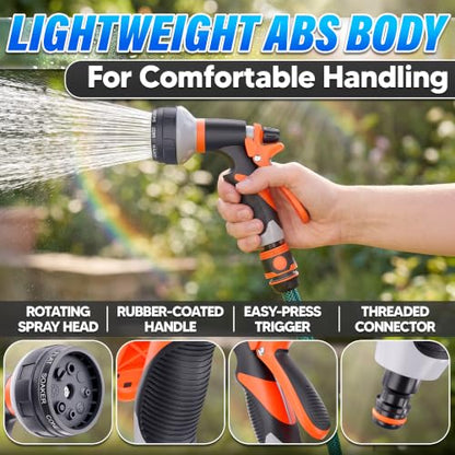 8 Pattern Garden Leak Proof Hose Nozzle Water High Pressure Sprayer - color: Grey-Orange