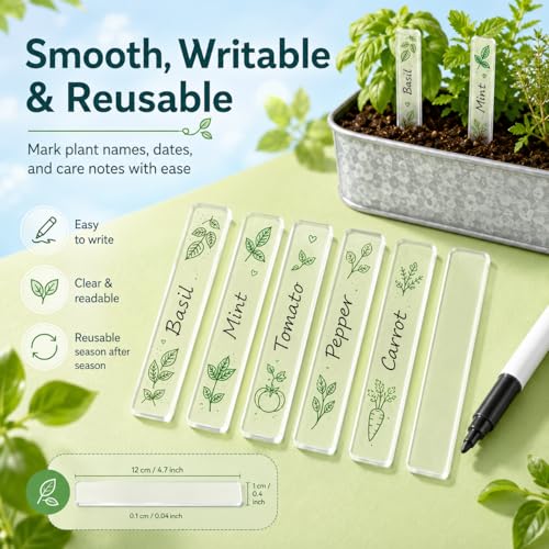 Garneck 72Pcs Acrylic Plant Labels Waterproof Garden Markers DIY Plant Tags Flower Id Stakes for Gardening Identifying Labels