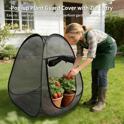 1PC Large Netting Tent for Garden Protection, Mesh Plant Cover from Animals - color: Black 1pc