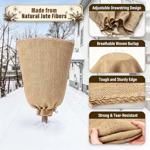 Riare 4 Packs 24 × 40 Inch Large Winter Plant Cover Bags with Drawstring - size: 24 × 40 Inch