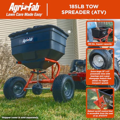 Agri-Fab Tow Behind ATV/UTV Broadcast Spreader for Seed, Fertilizer, Salt and Ice Melt, 185 lb Capacity with 12 Ft Spread Width - style: 185 lb. Direct Rod Control Tow-Behind ATV/UTV Spreader