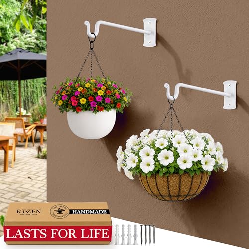 RTZEN Plant Hangers Outdoor or Indoor Heavy Duty Wall Bracket Hooks - size: 10 Inch, style: Shepherds Hooks - W