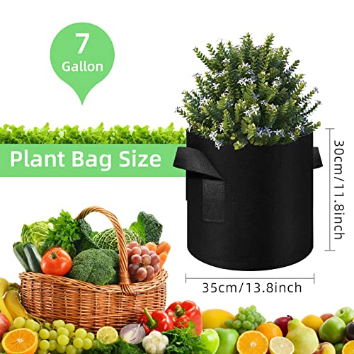 150 Pack 7 Gallon Grow Bags Garden Plant Grow Bag Aeration Fabric Pots with Handles Nonwoven Cloth Pots Planting Bags Garden Bags to Grow Vegetables Flowers Potatoes (7 Gal) - size: 7 Gallons