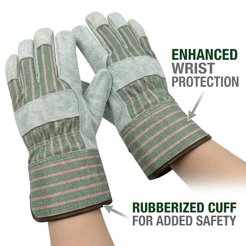 Heavy Duty Leather Work Gloves for Men