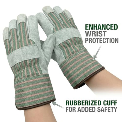 Heavy Duty Leather Work Gloves for Men