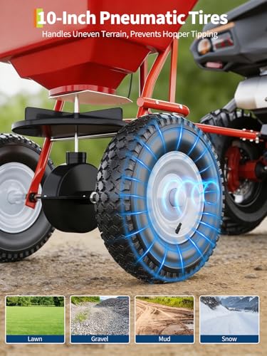 Garvee Tow-Behind Spreader, 85 Lbs Capacity Pull Broadcast Spreader - color: Red