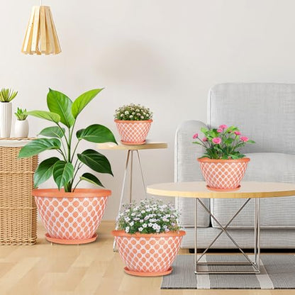 Nooulap 8 Inch Plant Pot, 6 Pack Small Flower Pots - color: Orange, size: 8 inch