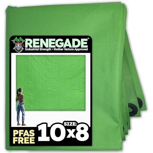 RENEGADE Industrial Tarp 10x8 ft Green – Heavy Duty, Waterproof, UV-Resistant, PFAS-Free – All-Purpose Tarpaulin for Construction, Outdoor Projects, Camping & Equipment - color: Green, size: 10X8