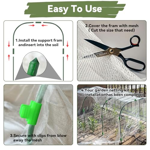 Garden Mesh Netting Kit Protect Fruit Vegetable from Birds Bugs - size: 8 * 26 FT (Kit)
