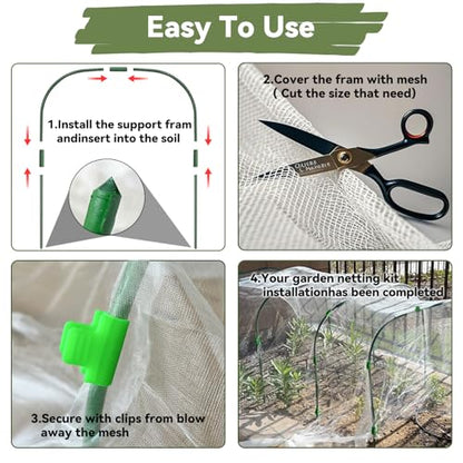Garden Mesh Netting Kit Protect Fruit Vegetable from Birds Bugs - size: 8 * 26 FT (Kit)