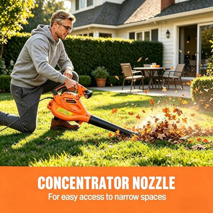 GARCARE 3-in-1 Electric Leaf Blower Leaf Vacuum and Mulcher 500 CFM 200 MPH
