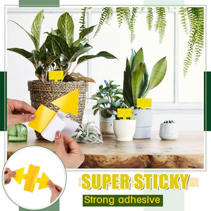 Quality 100 Pcs Yellow Sticky Traps for Plant Gnats, Dual Sided Fly Trap