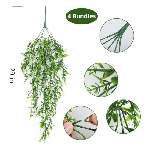 RECUTMS 4PCS Artificial Green Lavender Fake Hanging Ivy Plants for Outdoors - color: Green