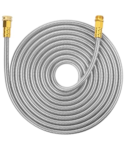 UNCO- Metal Garden Hose, 25 Feet Stainless Steel, No Kink, Lightweight - color: Silver, size: 25 ft