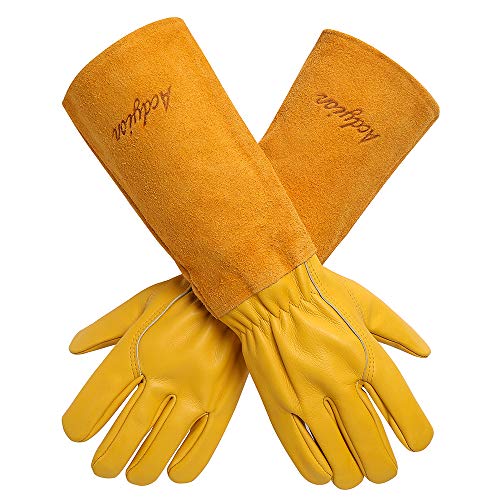 Acdyion Long Thorn Proof Gardening Gloves for Men & Women, Rose Pruning - color: Yellow, size: Medium