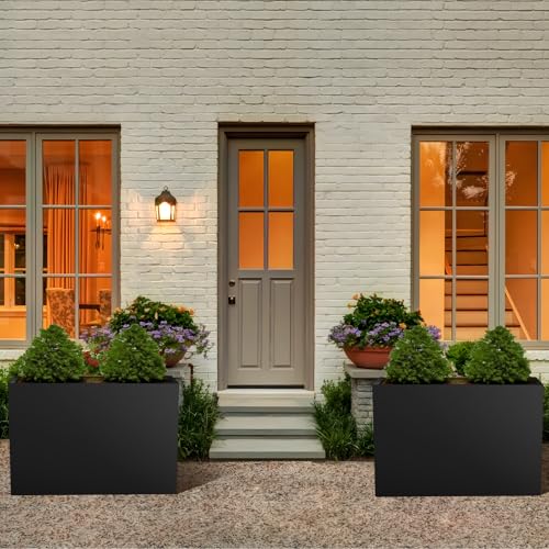 28"x12"x28" Galvanized Steel Planter Box, Large Metal Planter Box - color: Black, size: 28"L x 12"W x 28"H