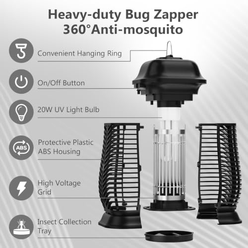 Bug Zapper Outdoor, Electric Mosquito Zapper, Fly Traps Indoor Outdoor