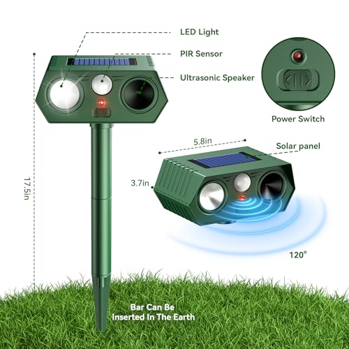2026 Newly Upgraded 4-Pack Solar Ultrasonic Animal Repellent