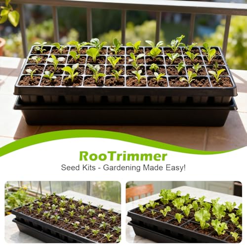 RooTrimmer 10 Pack 1020 Seed Starter Trays and 10 Pcs 40 Cell Plug Trays, Thick Durable Seedling Plastic Nursery Tray for TD542 1020 Tray Germination (10 Sets) - size: 40 Cells
