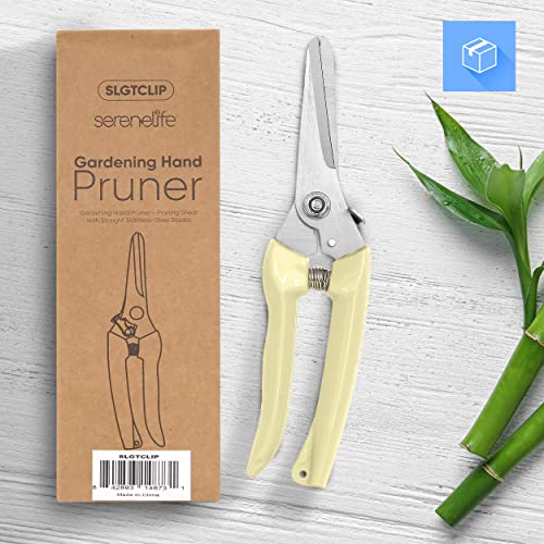 SereneLife Gardening Hand Pruner, Pruning Shear with Straight Stainless Precision-Sharpened Steel Blades, Soft and Comfortable Grip Avoid Hand Fatigue, Secure And Easy To Lock