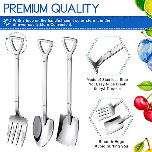 Patelai 9 Pcs Shovel Spoon Fork Set Dessert Ice Cream 304 Stainless