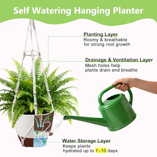 Hanging Planters - Help Plants Thrive in Low Light - color: Self Watering White(daylight), size: 10 Inch