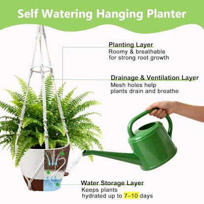 Hanging Planters - Help Plants Thrive in Low Light - color: Self Watering White(daylight), size: 10 Inch