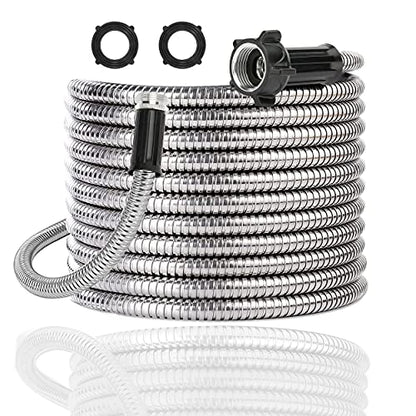 Yanwoo 304 Stainless Steel 20 Feet Garden Hose with Female to Male Connector, Water Hose, Metal Hose, Outdoor Hose (20ft) - size: 20ft