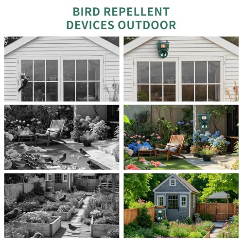 2026 Upgraded Ultrasonic Bird Repeller Solar Powered Outdoor Motion Activated Bird Pigeon Deterrents for Outside IP65 Woodpecker Goose Repellent Devices for Rooftops Porch Patio Balconies