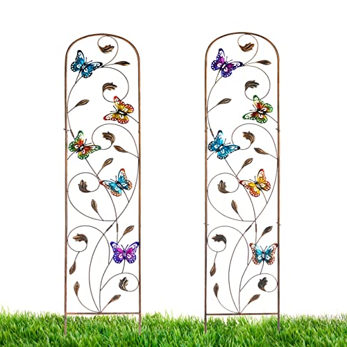 2 Pack Metal Garden Trellis for Climbing Plants - style: Butterfly