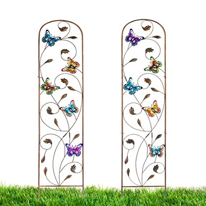 2 Pack Metal Garden Trellis for Climbing Plants - style: Butterfly