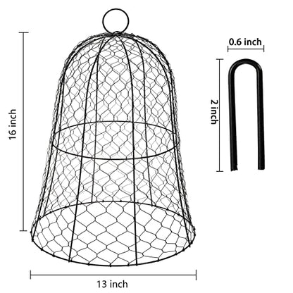 Coloch 5 Pack Garden Chicken Wire Cloche, 16x 13 Inches Black Dome Plant Protector Cover Strong Metal Garden Cloches Protecting Plants and Seedling from Animals