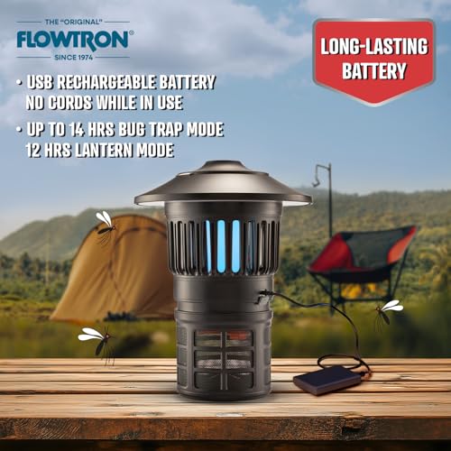 Flowtron 2-in-1 UV Mosquito Trap & LED Lantern, 21000 Sq Ft, Rechargeable