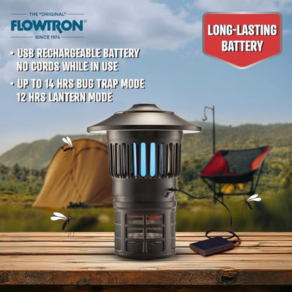 Flowtron 2-in-1 UV Mosquito Trap & LED Lantern, 21000 Sq Ft, Rechargeable