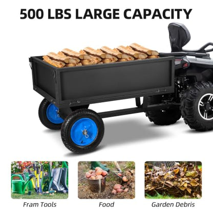 Heavy Duty 500 lbs ATV Dump Cart with 10 Cu.Ft. Capacity