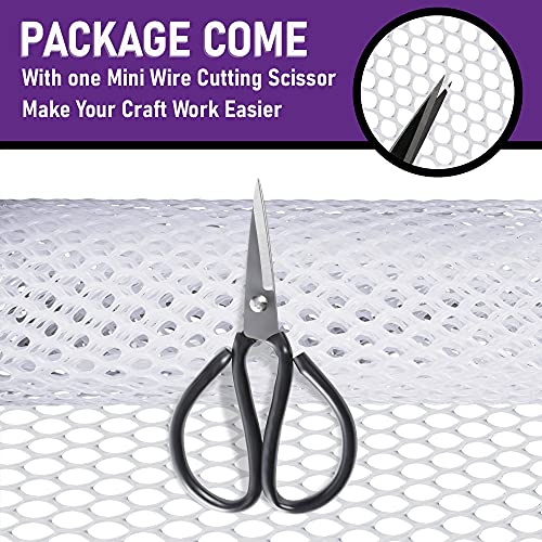 MaPorch Plastic Chicken Wire Mesh Fence with Scissors - White Mesh, 15.7" x 16.4 ft - Quick-Install Chicken Wire Fencing - Durable Garden Netting Plant Protectors from Animals - Pet & Poultry Netting