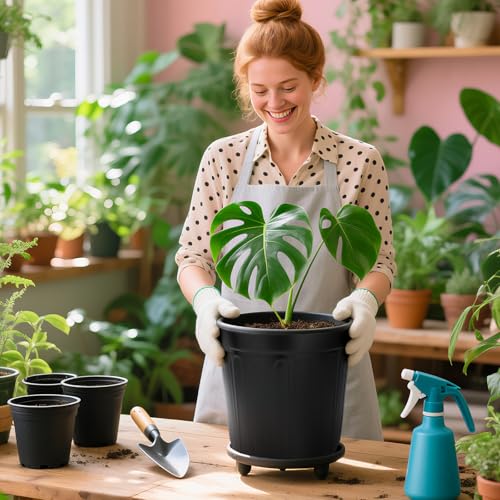 40 Pack 3 Gallon Nursery Pots, 10 Inch Plant Pots with Drainage Holes - size: 3 Gallon