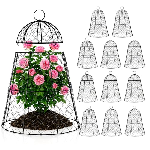 FRUITEAM 12Pcs Wire Plant Covers, 13×15.74in Large Plant Protectors from Animals, Chicken Wire Cloche Plant Cages for Outdoor Plants, Vegetables - size: 12 Pcs