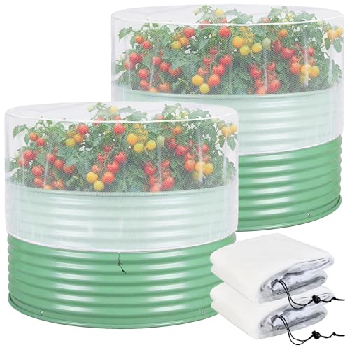 2 Pack Garden Netting for 2 FT Dia x 1 FT H Round Raised Beds - size: 2.46 x 2.46 x 1.47 ft