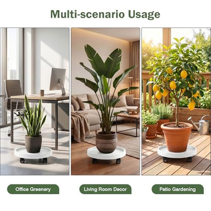 2 Pack Plant Caddy with Wheels,12.6 inch Rolling Plant Stands - color: White