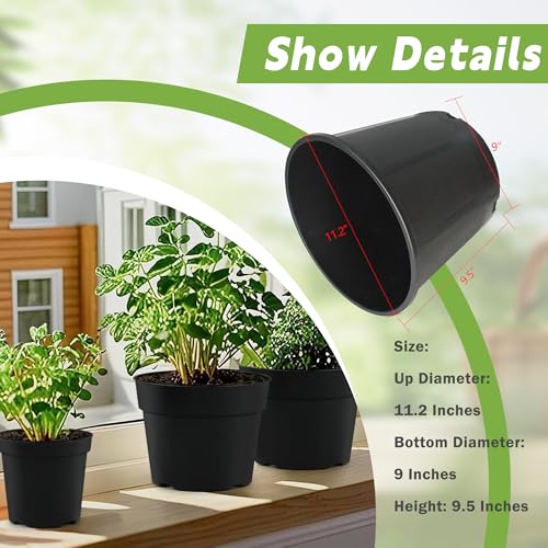 HOSTIC 3 Gallon Flexible Nursery Pots Gallon Pot with Drainage Holes Plastic Plant Container Suitable for Indoor Outdoor Vegetables Flowers Plants 10 PCS - size: Standard 3 Gallon
