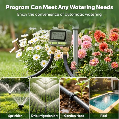 2 Zone Water Timer with Brass Inlet Outlet, Sprinkler Timer for Garden Hose - size: 2 Outlets