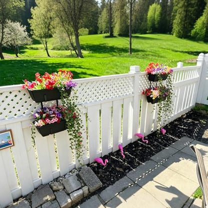 2 Tier Railing Planter Box Set of 2, 4 Pack Black Window Boxes Planters - color: Black