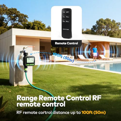 Sprinkler Timer, Programmable Irrigation Timers with 4 Customizable Programs, IP65 Waterproof, Auto Rain Delay & Child Lock, Digital Water Timer for Lawn Yard Garden Hose