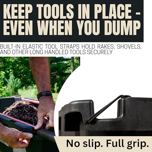 Heavy-Duty Garden Cart on Wheels – 7 Cu. Ft. Patented Dual Side Poly Dump Cart, 1200 lb. Capacity, All-Terrain Utility Wagon with No-Flat Wheels for Yard, Garden, Farm & Work - size: 13" No-Flat