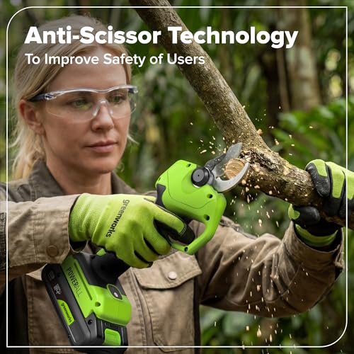 Greenworks 24V 1.25 in Pruning Shear/Lopper, 2.0 Ah Battery and Charger - size: 1.25" (2Ah)