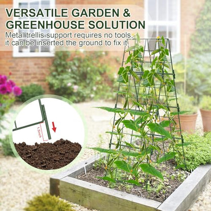 Heavy Duty 48"x16" Adjustable A-Frame Cucumber Trellis for Climbing Plants,iGreely Foldable Frame Rust-Proof Metal Trellis with Dense Grid,Perfect for Raised Beds, Garden,Tomatoes,Outdoor(Green) - size: 1 pack