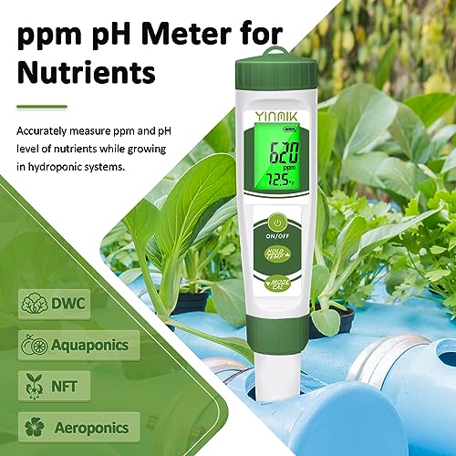 YINMIK pH EC Meter for Water Hydroponics, Digital PPM Meter for Nutrients - color: Green