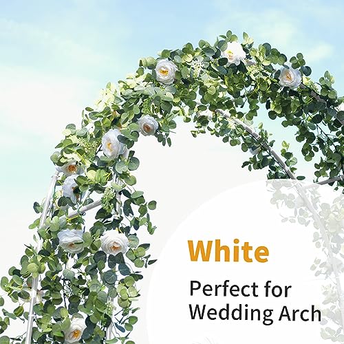 Mr.Ton 7.8ft White Wedding Arches, Bridal Party Decoration, Indoor Wedding Arch, Garden Arch Trellis for Climbing Plant Outdoor, 7.8Ft Wide x 6.4 Ft High - color: White