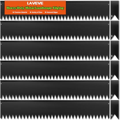 LAVEVE Galvanized Steel Landscape Edging 6-Pack, 40" L x 5" H (20Ft Total) - color: Black, size: 40"l X 5"h X 6 Pack